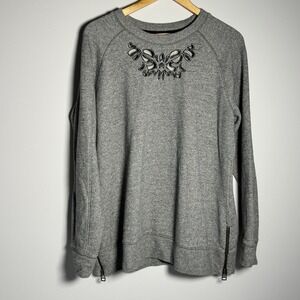 Soft Surroundings Urban Chic Gray Merle Pullover‎ Sweater Cut Out 26826 Size XL